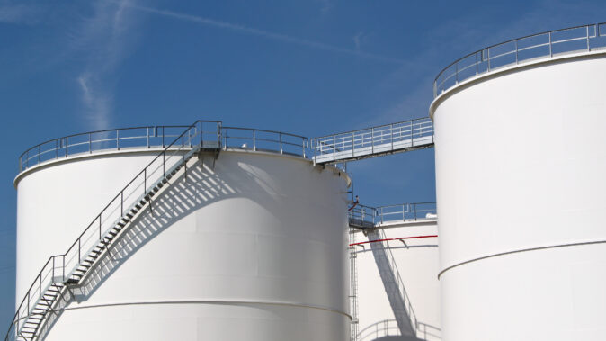 White storage tanks