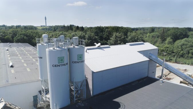 Centrum Pæles fabrik i Vejle set fra luften