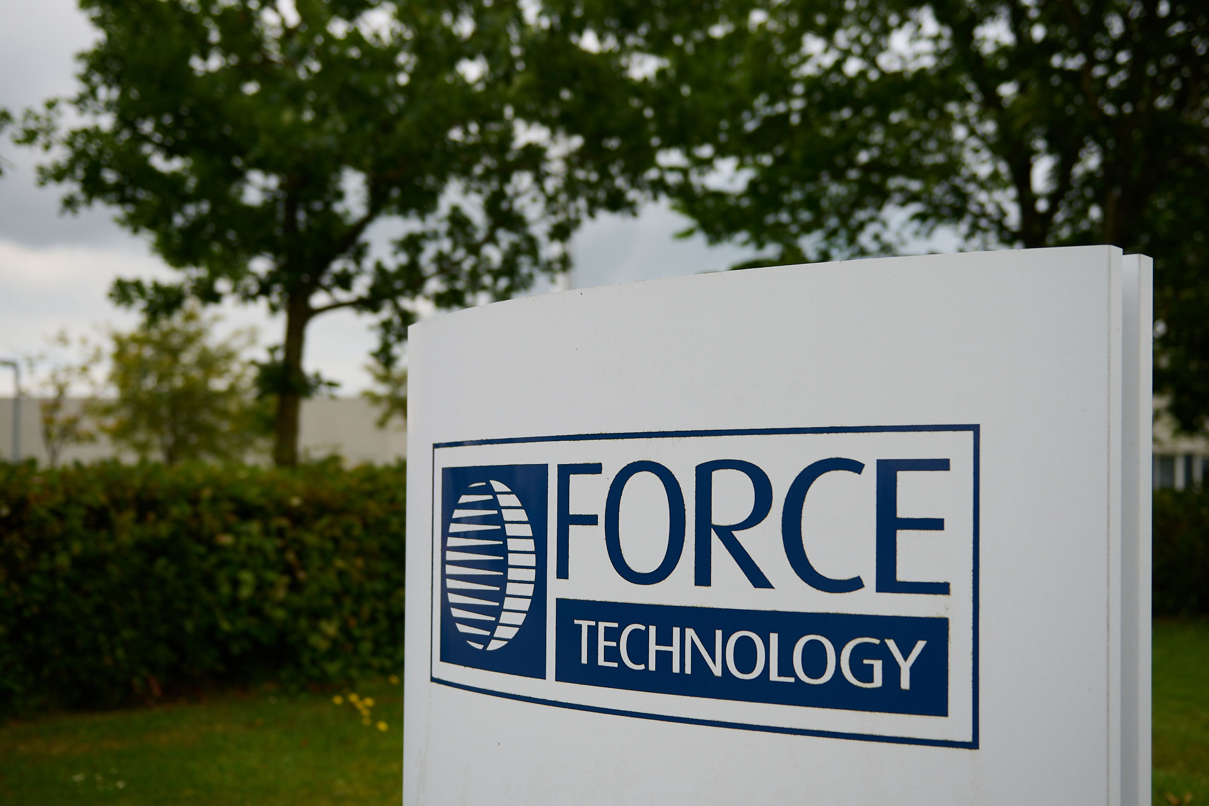 Outdoor sign with FORCE Technology logo