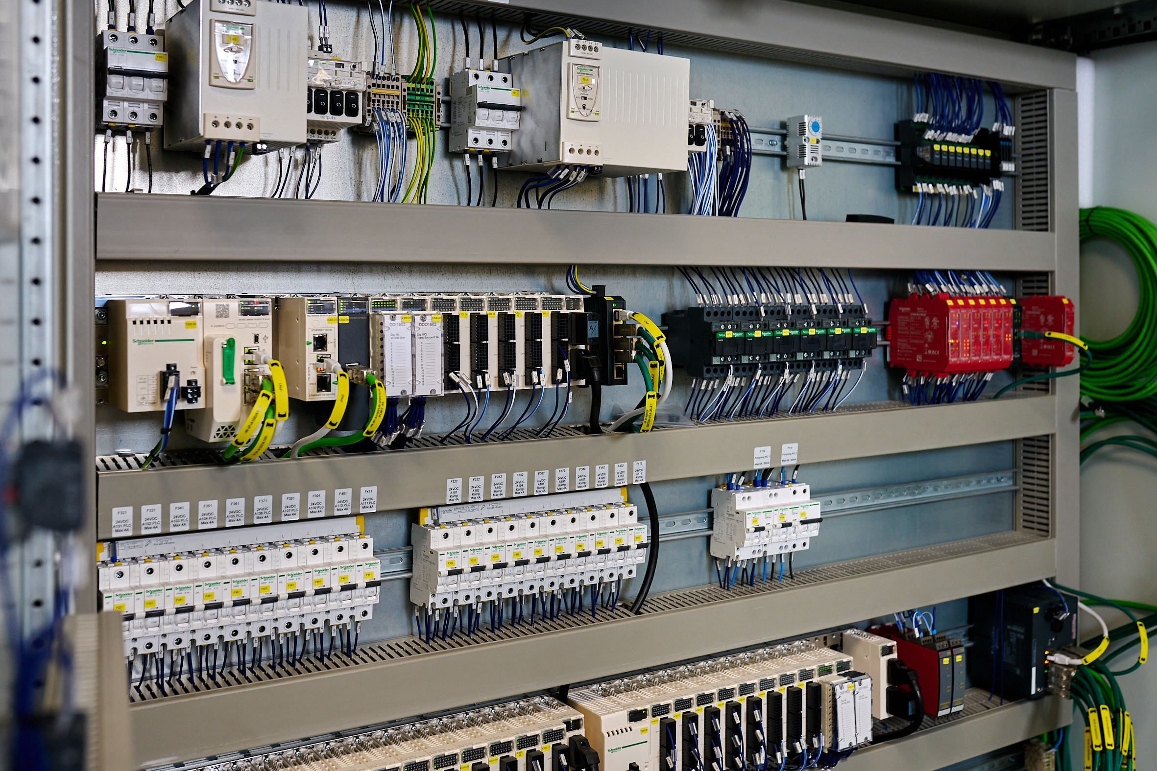 PLCs in a PLC cabinet